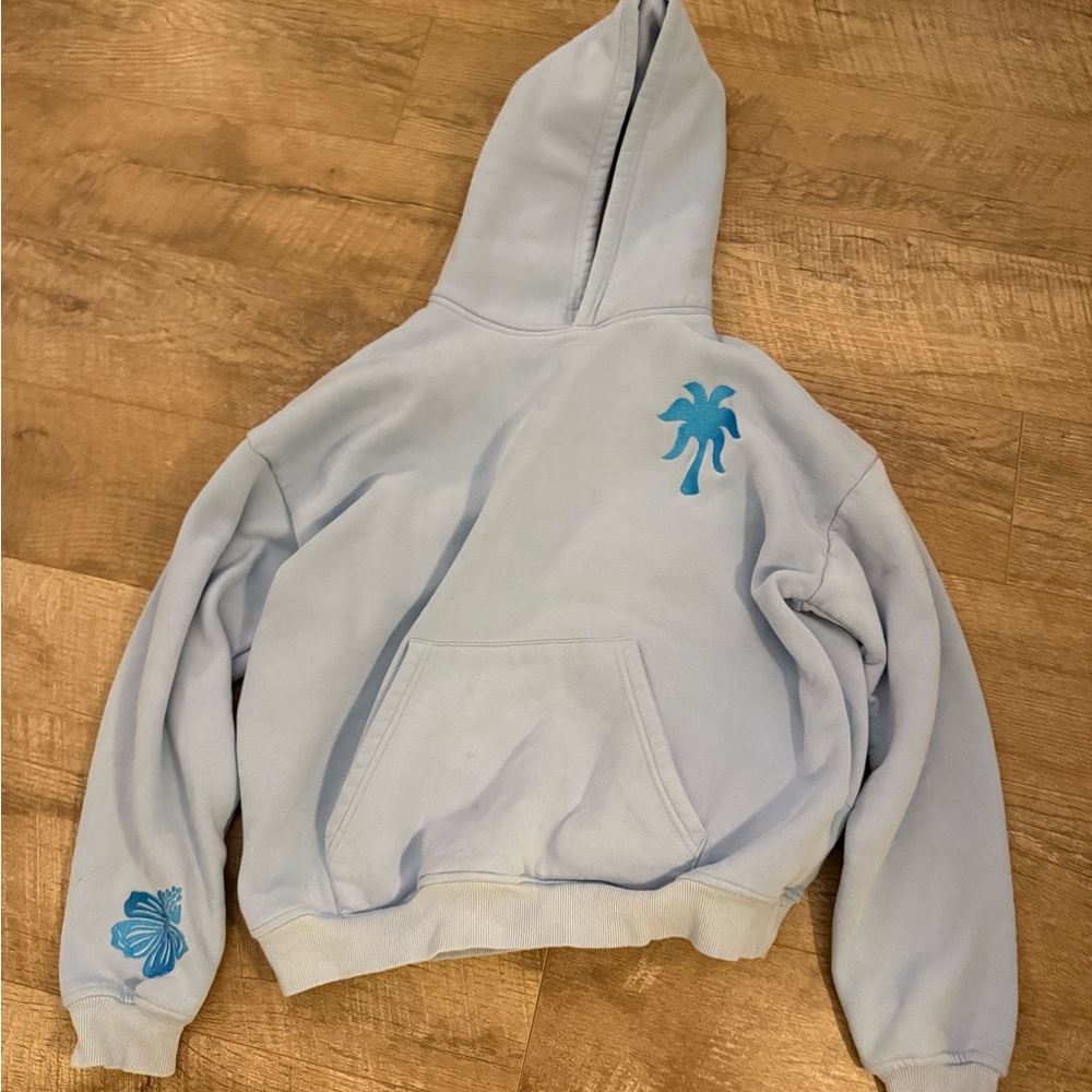 Blue Pink Palm Puff hoodie